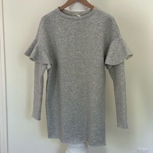 H&M Long Sleeve Flounce Soft Heathered Gray Sweatshirt XS